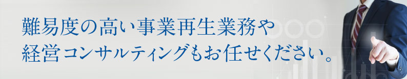 難易度の高い事業再生業務や経営コンサルティングもお任せ下さい